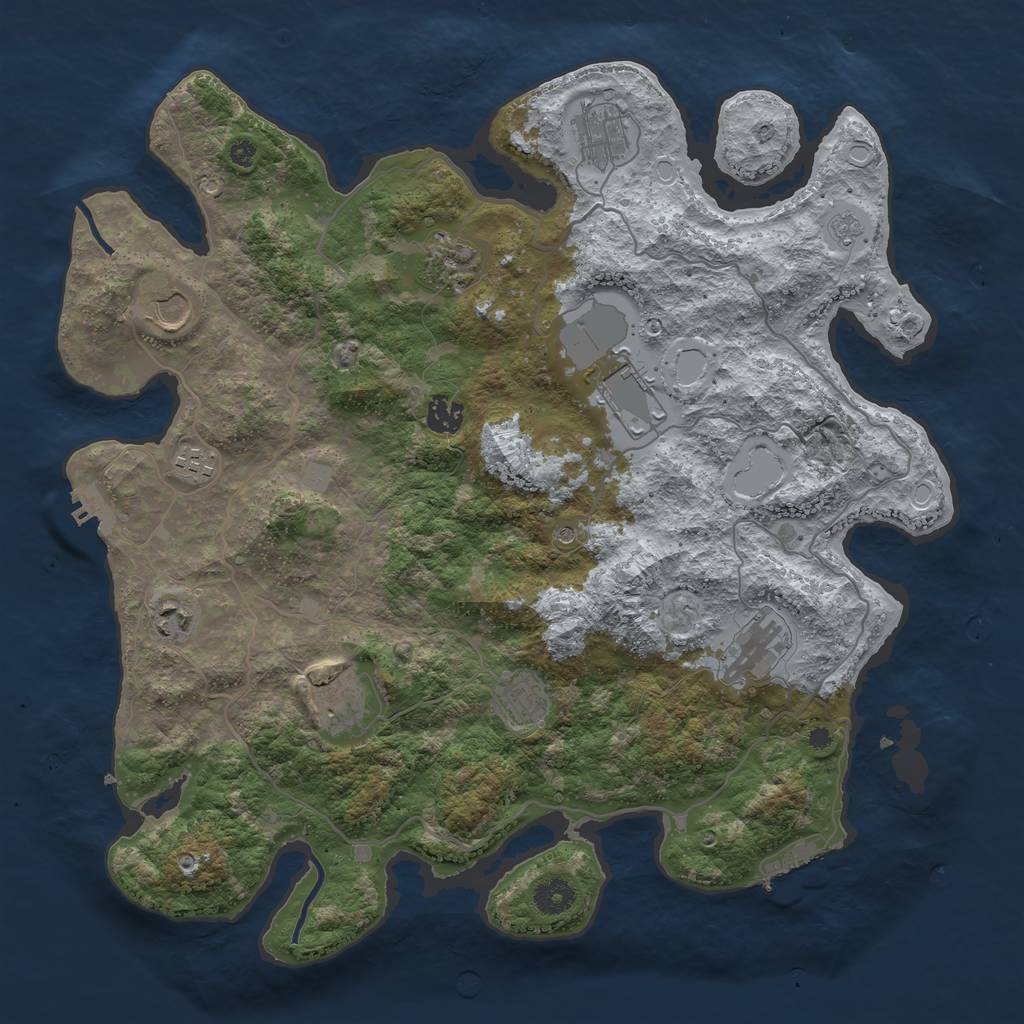 Rust Map: Procedural Map, Size: 4000, Seed: 1881021914, 17 Monuments