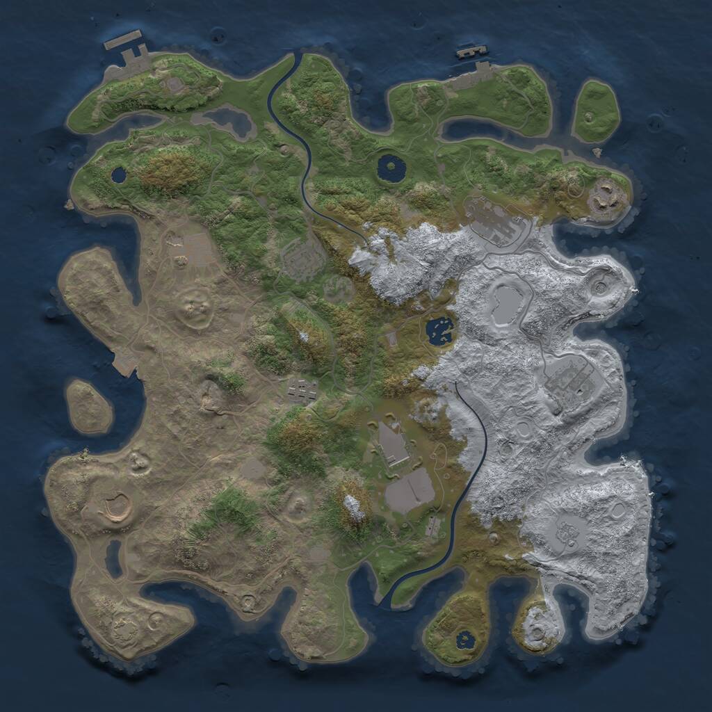 Rust Map: Procedural Map, Size: 3750, Seed: 38880876, 15 Monuments