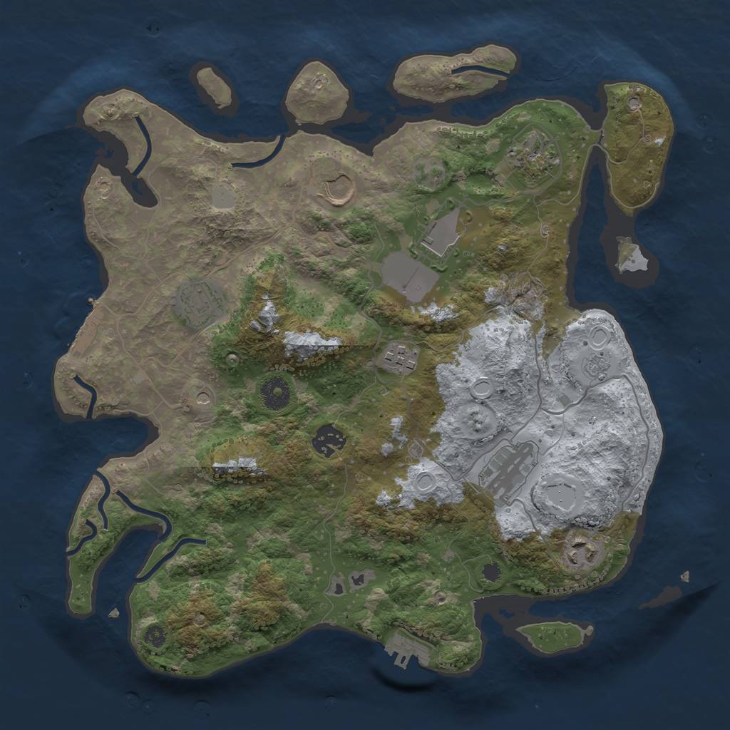 Rust Map: Procedural Map, Size: 3500, Seed: 1246274517, 17 Monuments