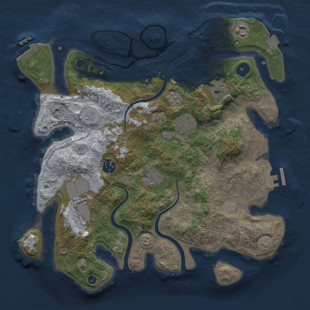 Rust Map: Procedural Map, Size: 3500, Seed: 1159639309, 13 Monuments