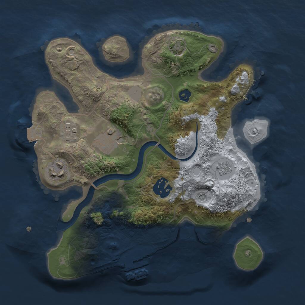 Rust Map: Procedural Map, Size: 2500, Seed: 1824656969, 9 Monuments