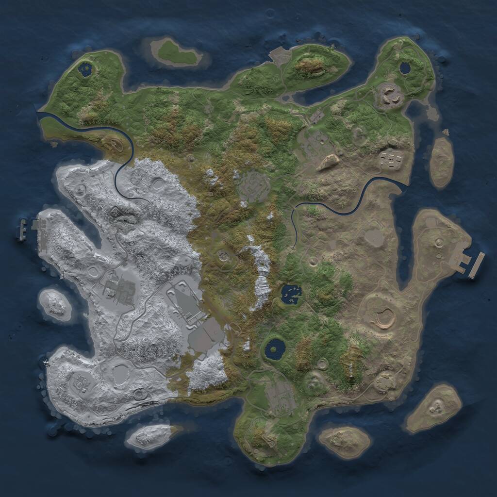 Rust Map: Procedural Map, Size: 3600, Seed: 1504683849, 15 Monuments