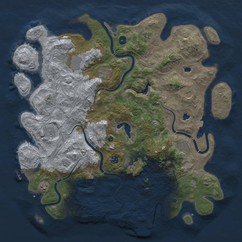 Rust Map: Procedural Map, Size: 4500, Seed: 2133132, 16 Monuments