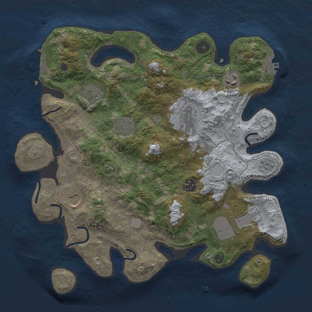 Rust Map: Procedural Map, Size: 3500, Seed: 1801495059, 17 Monuments