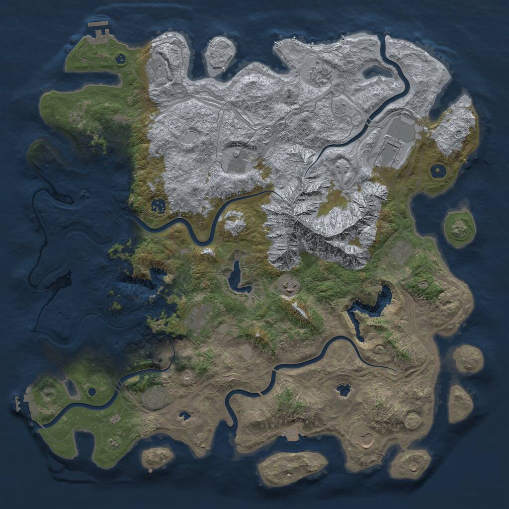 Rust Map: Procedural Map, Size: 5000, Seed: 182738921, 17 Monuments