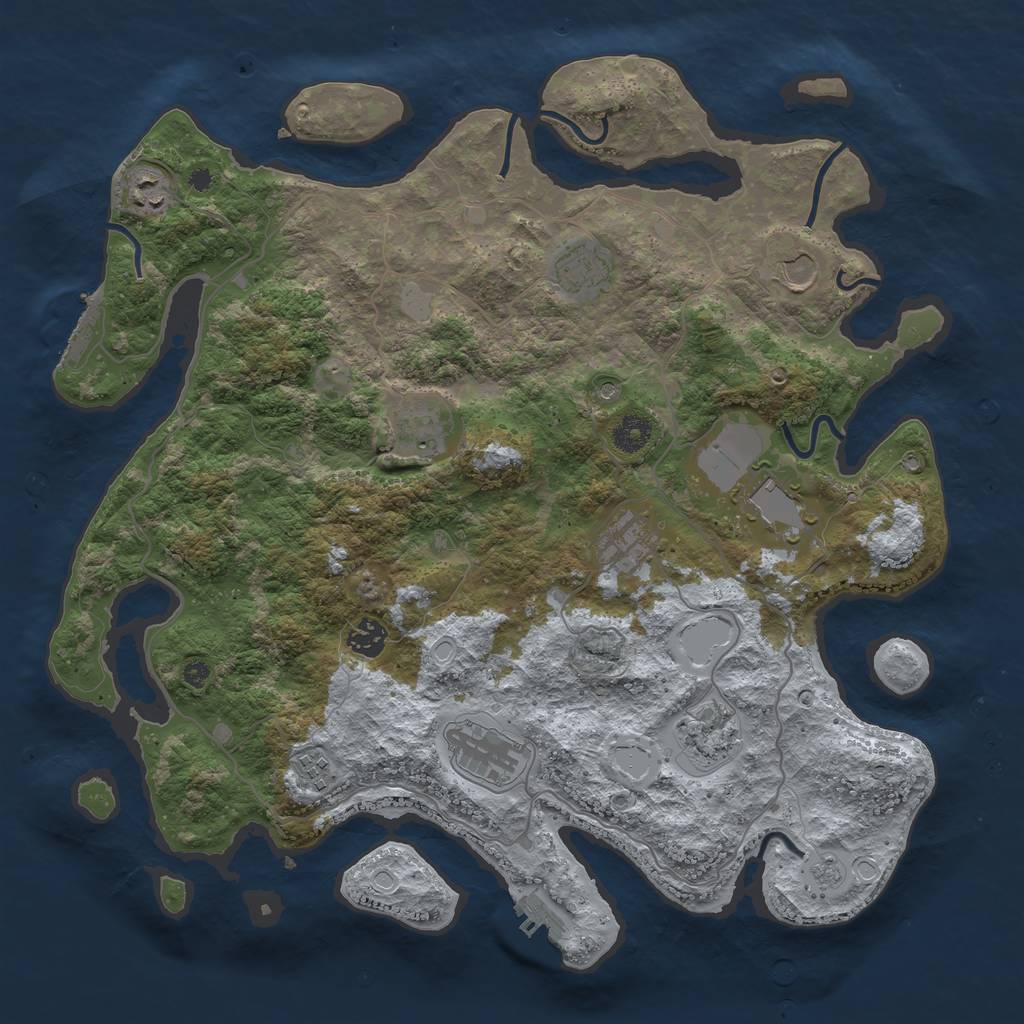 Rust Map: Procedural Map, Size: 4000, Seed: 1587942175, 19 Monuments