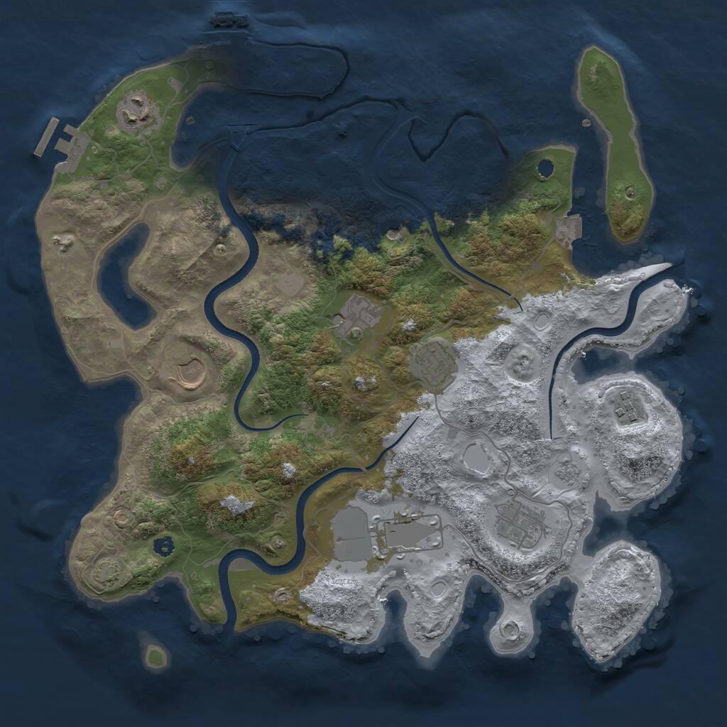 Rust Map: Procedural Map, Size: 3500, Seed: 760307679, 13 Monuments