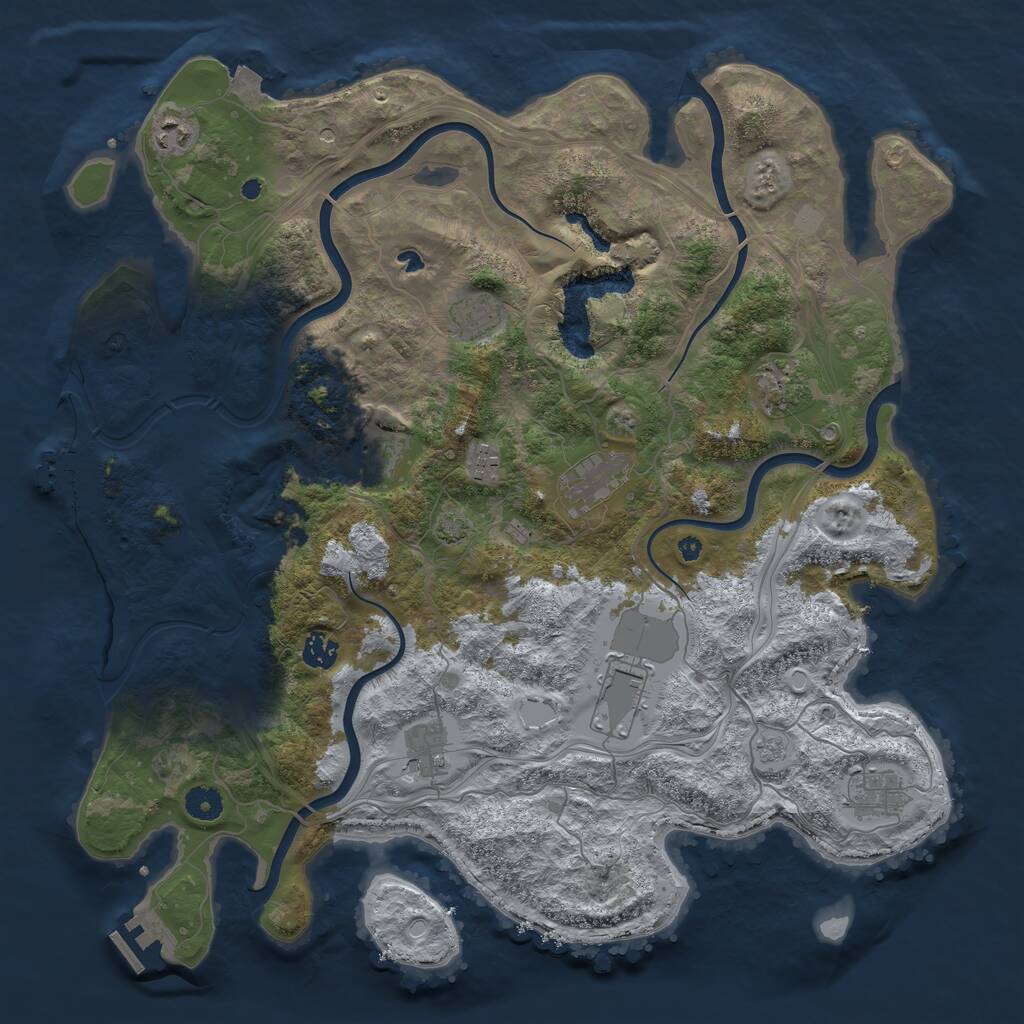 Rust Map: Procedural Map, Size: 4250, Seed: 2023, 16 Monuments