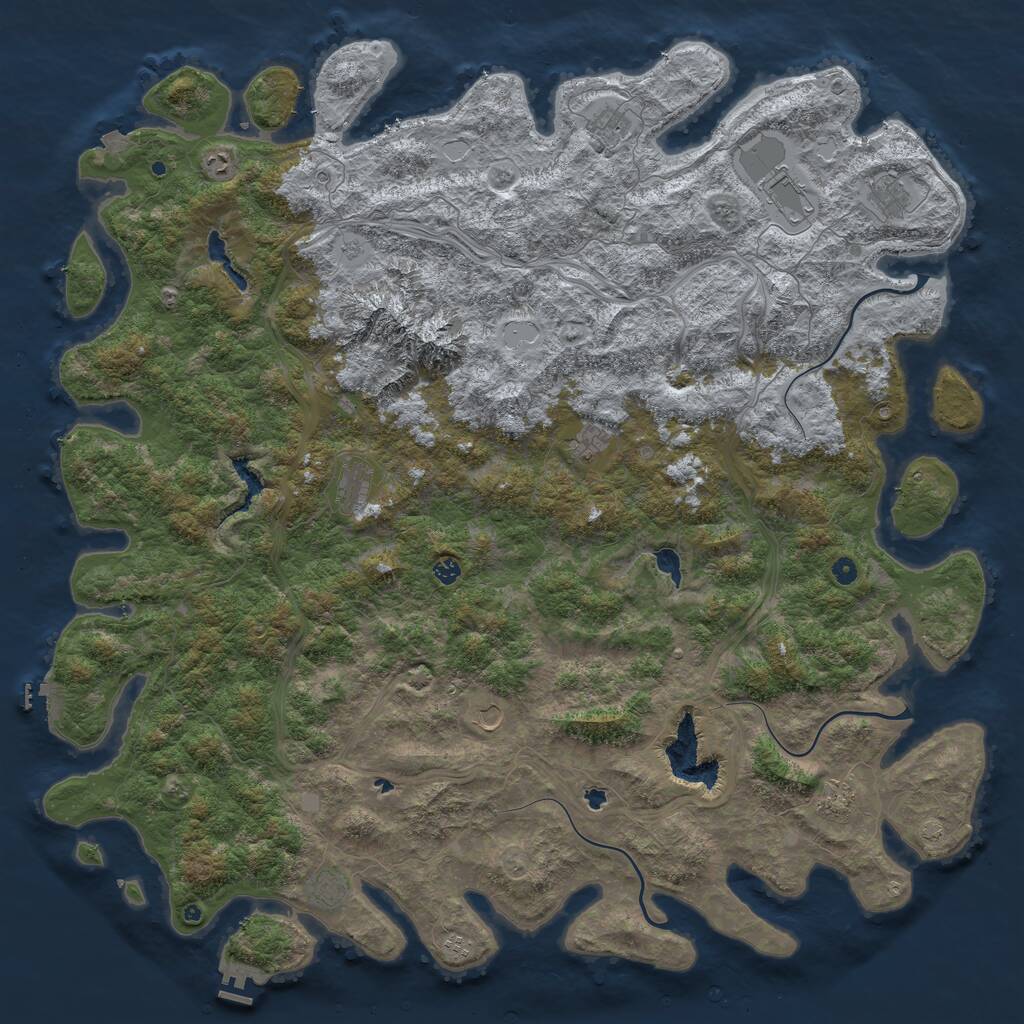 Rust Map: Procedural Map, Size: 6000, Seed: 535345345, 17 Monuments