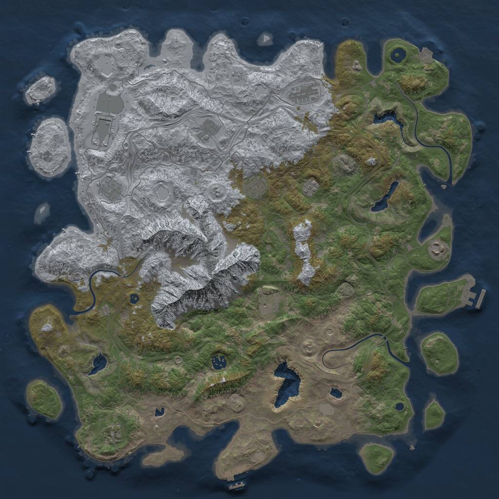 Rust Map: Procedural Map, Size: 5000, Seed: 696864651, 16 Monuments
