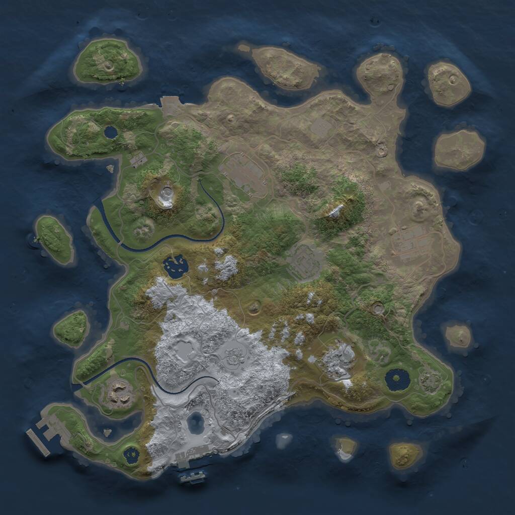 Rust Map: Procedural Map, Size: 3250, Seed: 2104958180, 12 Monuments