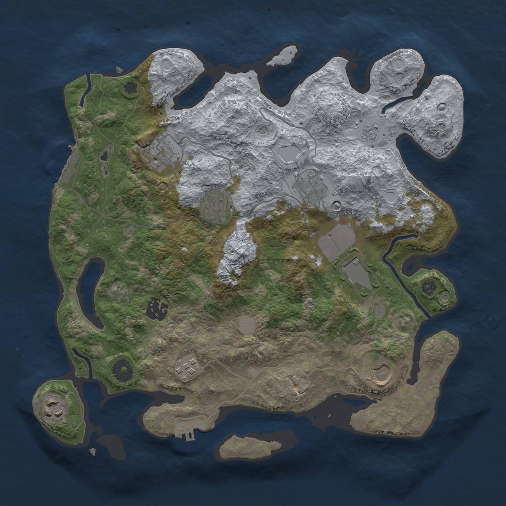 Rust Map: Procedural Map, Size: 3500, Seed: 77423, 17 Monuments