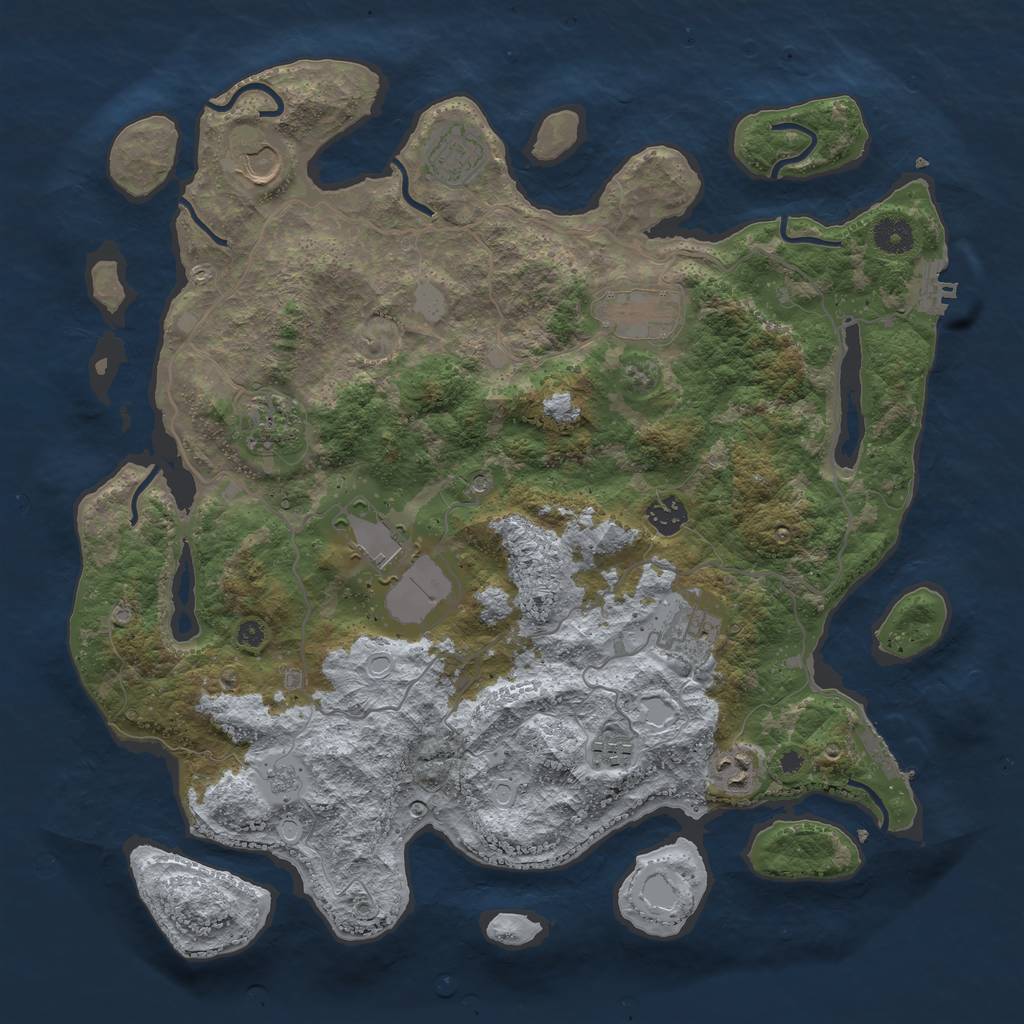 Rust Map: Procedural Map, Size: 4000, Seed: 854953526, 18 Monuments