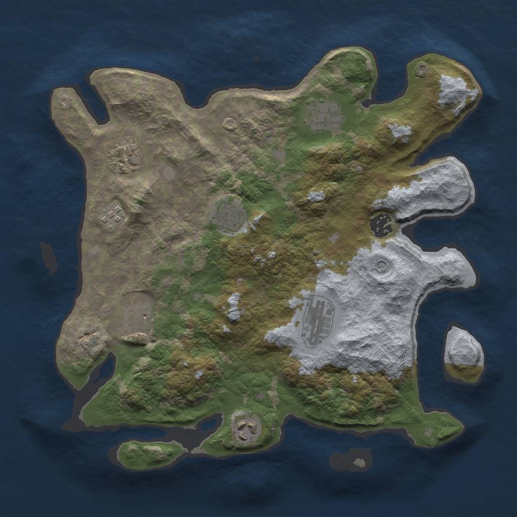 Rust Map: Barren, Size: 3400, Seed: 59360072, 11 Monuments