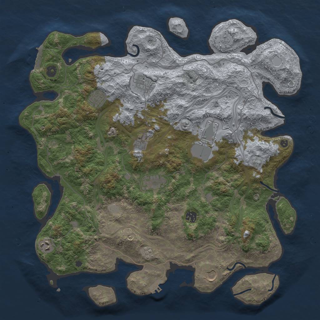 Rust Map: Procedural Map, Size: 4250, Seed: 3845, 16 Monuments