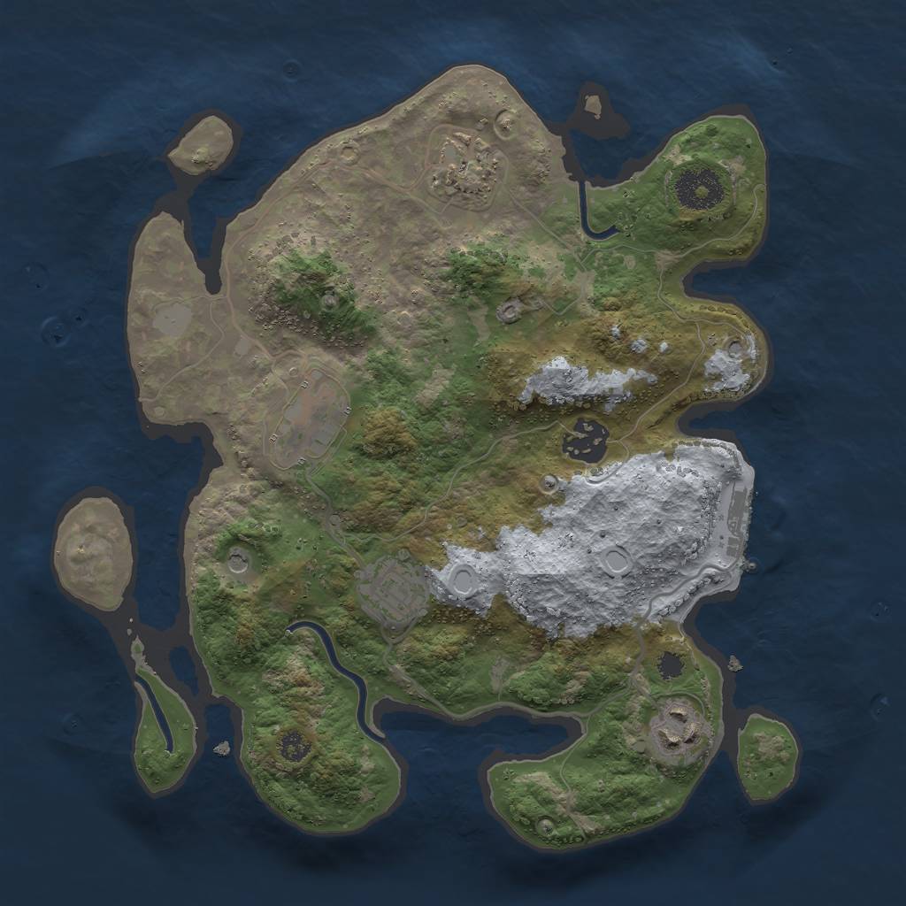 Rust Map: Procedural Map, Size: 3000, Seed: 5308974, 10 Monuments