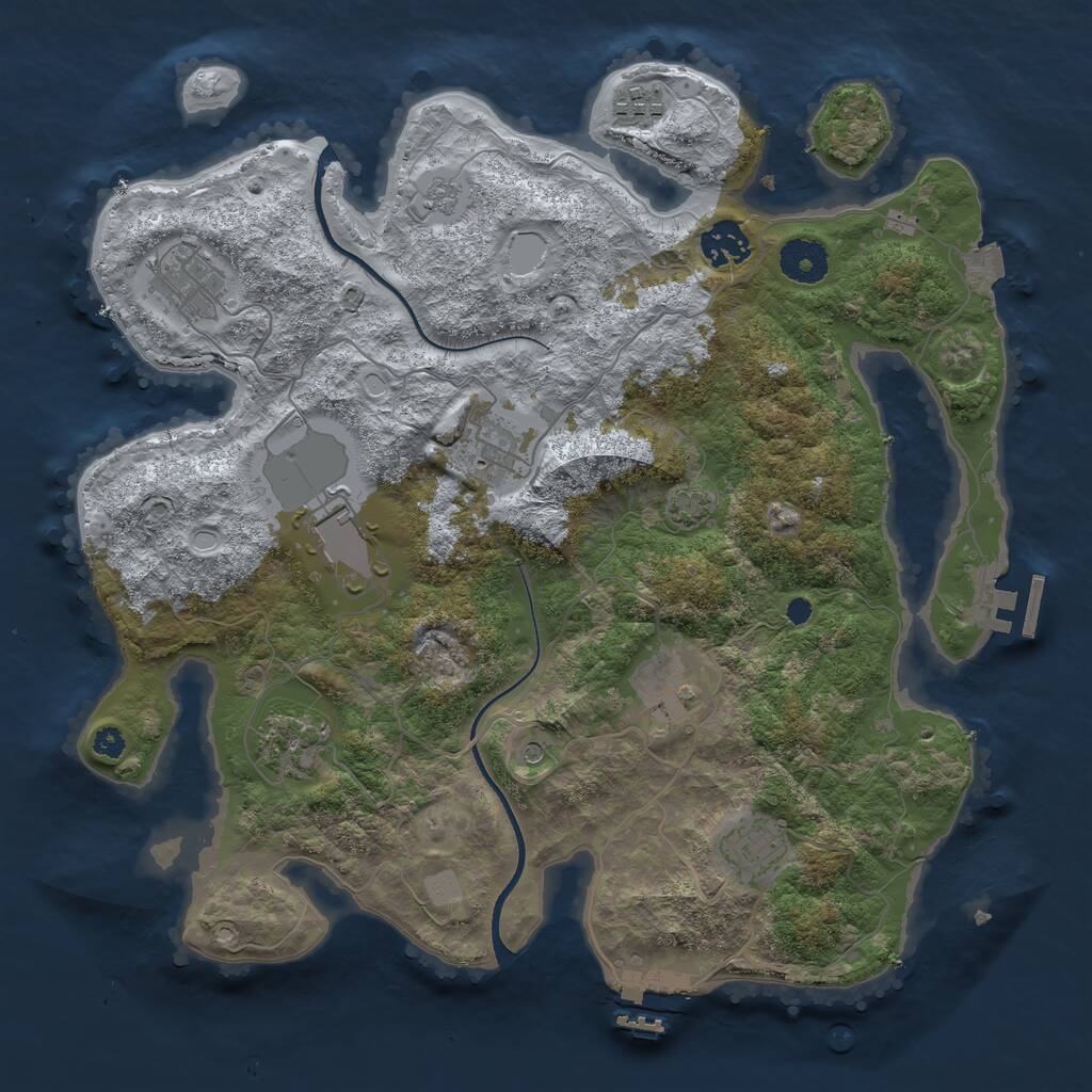 Rust Map: Procedural Map, Size: 3500, Seed: 1104455064, 14 Monuments