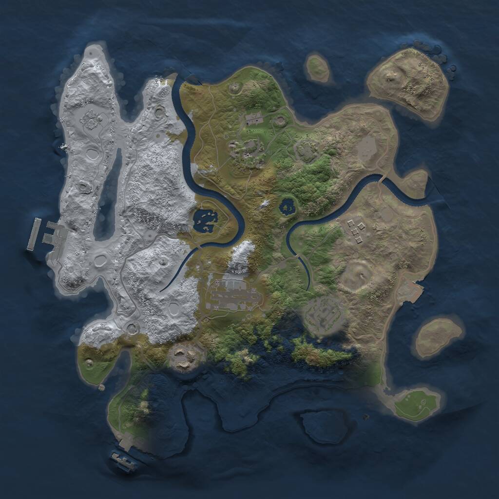 Rust Map: Procedural Map, Size: 3000, Seed: 683185945, 12 Monuments