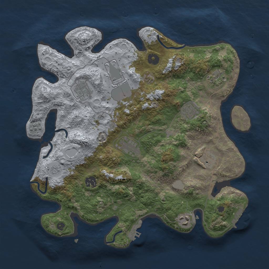 Rust Map: Procedural Map, Size: 3500, Seed: 80571, 18 Monuments