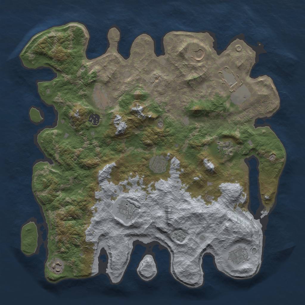 Rust Map: Barren, Size: 4000, Seed: 1296689741, 13 Monuments