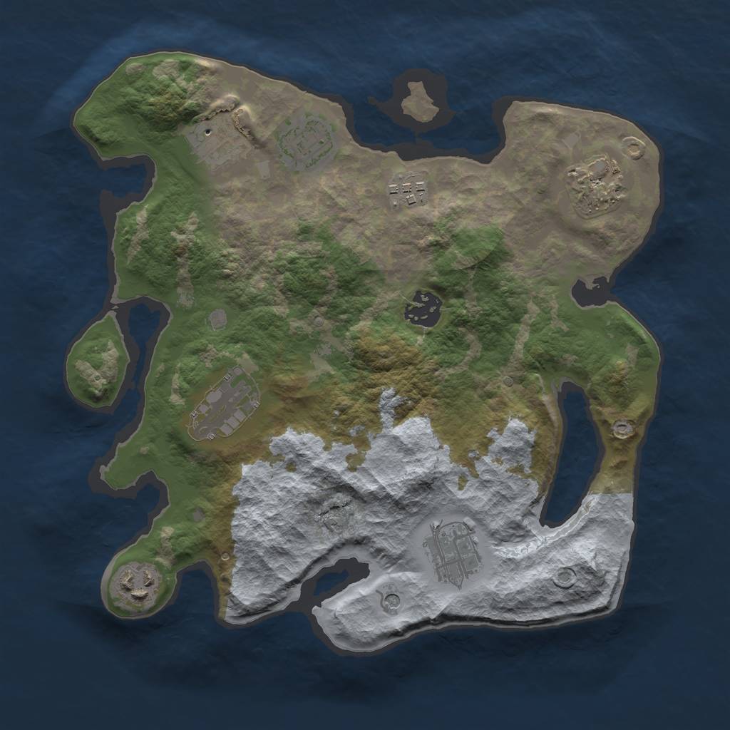 Rust Map: Barren, Size: 3000, Seed: 1890045152, 11 Monuments
