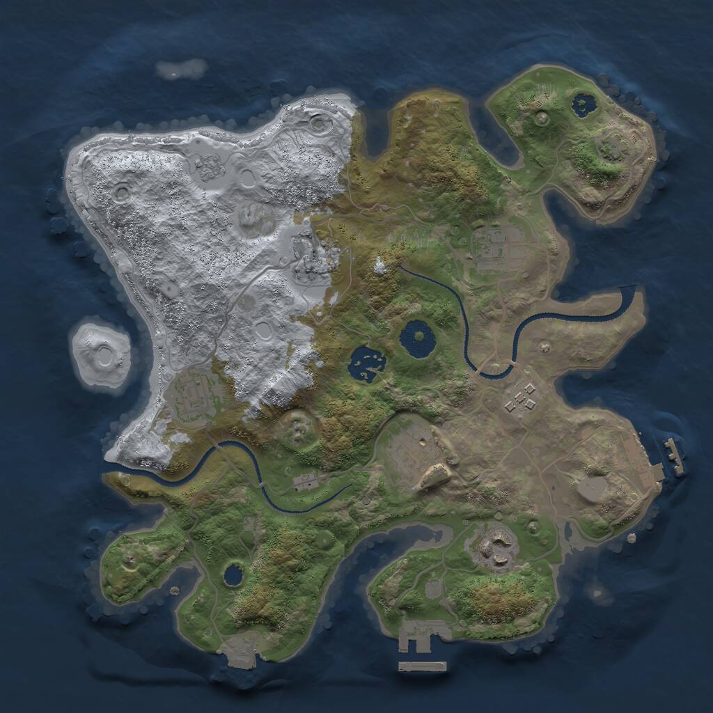 Rust Map: Procedural Map, Size: 3000, Seed: 9681270, 12 Monuments