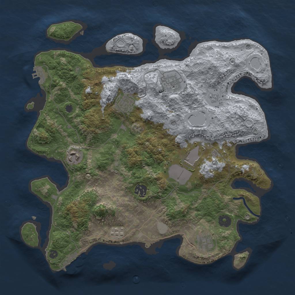 Rust Map: Procedural Map, Size: 3500, Seed: 173860555, 16 Monuments
