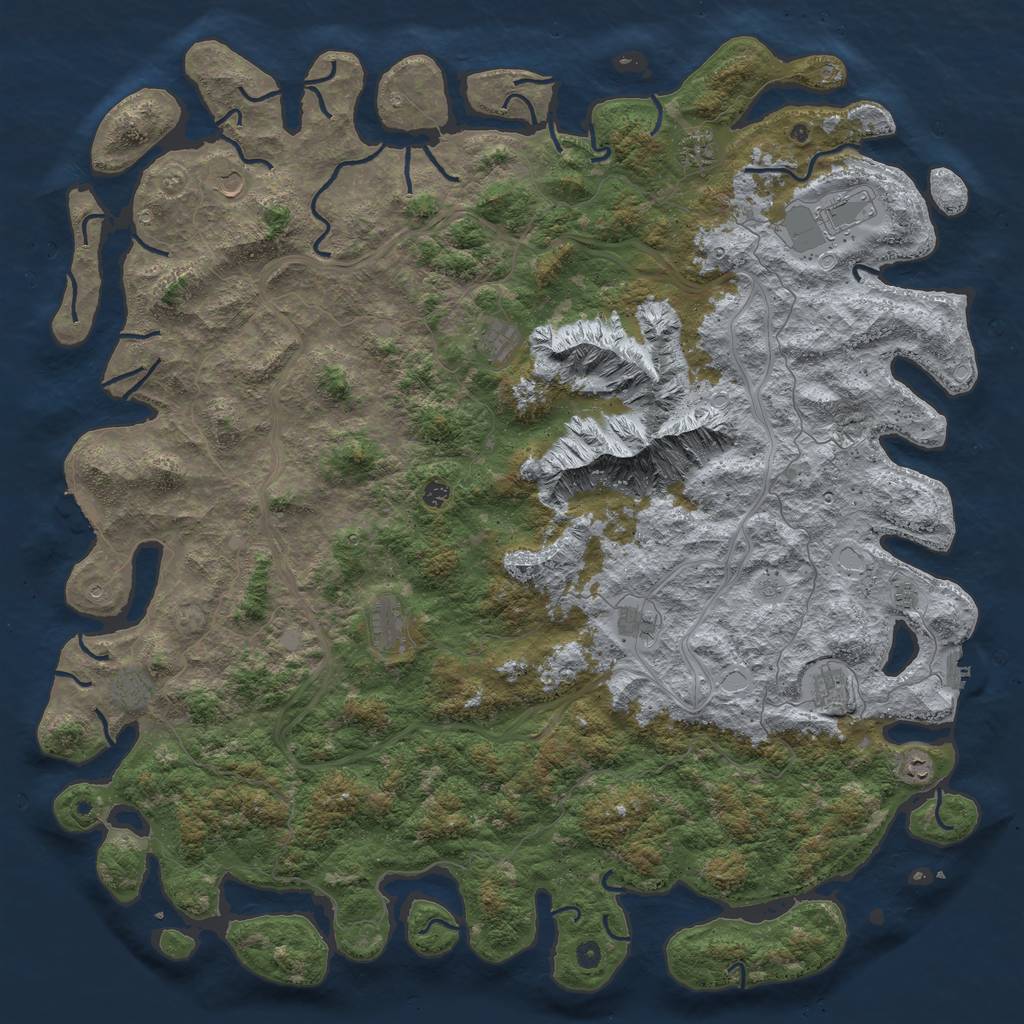 Rust Map: Procedural Map, Size: 6000, Seed: 841250643, 18 Monuments