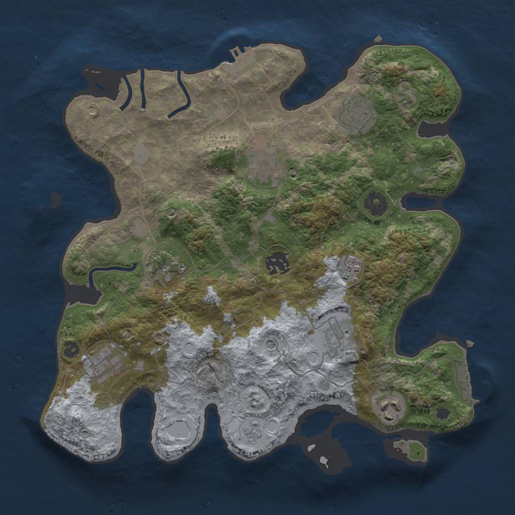Rust Map: Procedural Map, Size: 3250, Seed: 498534634, 17 Monuments