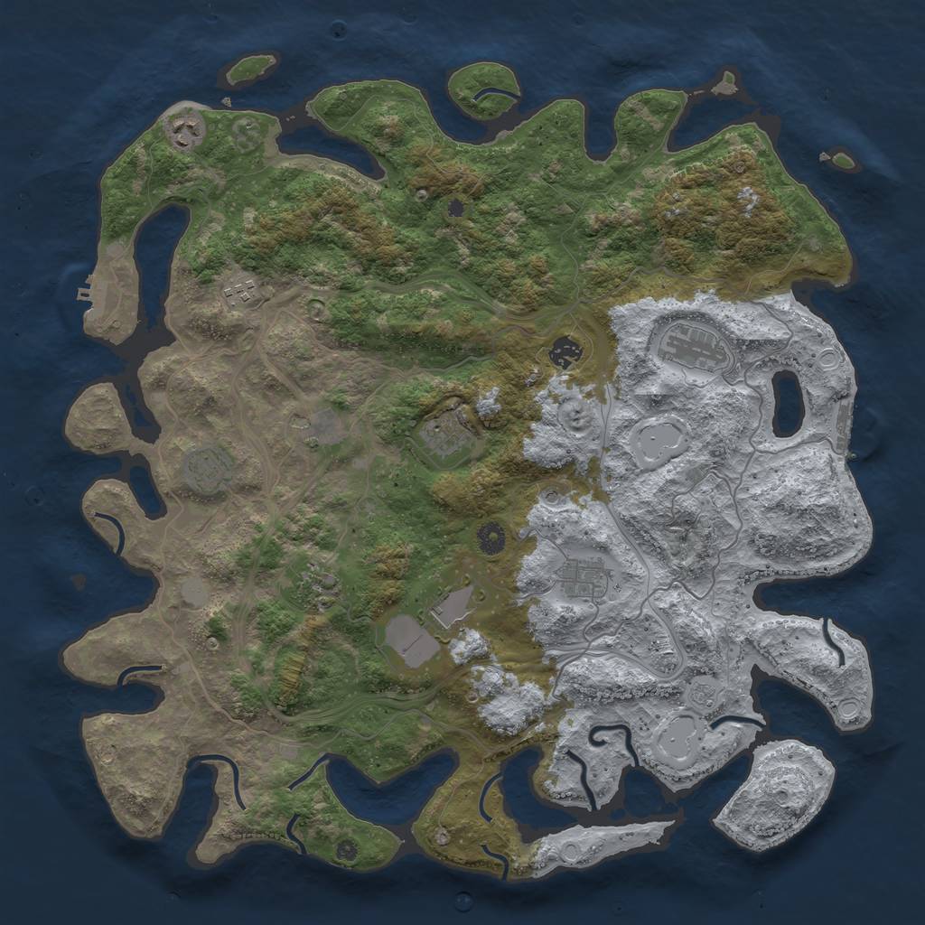 Rust Map: Procedural Map, Size: 4500, Seed: 69007637, 19 Monuments