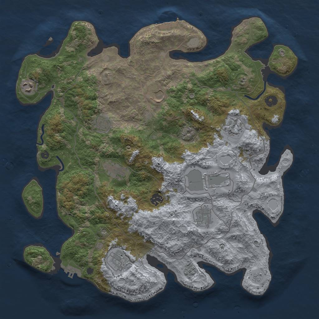 Rust Map: Procedural Map, Size: 4000, Seed: 244584459, 19 Monuments