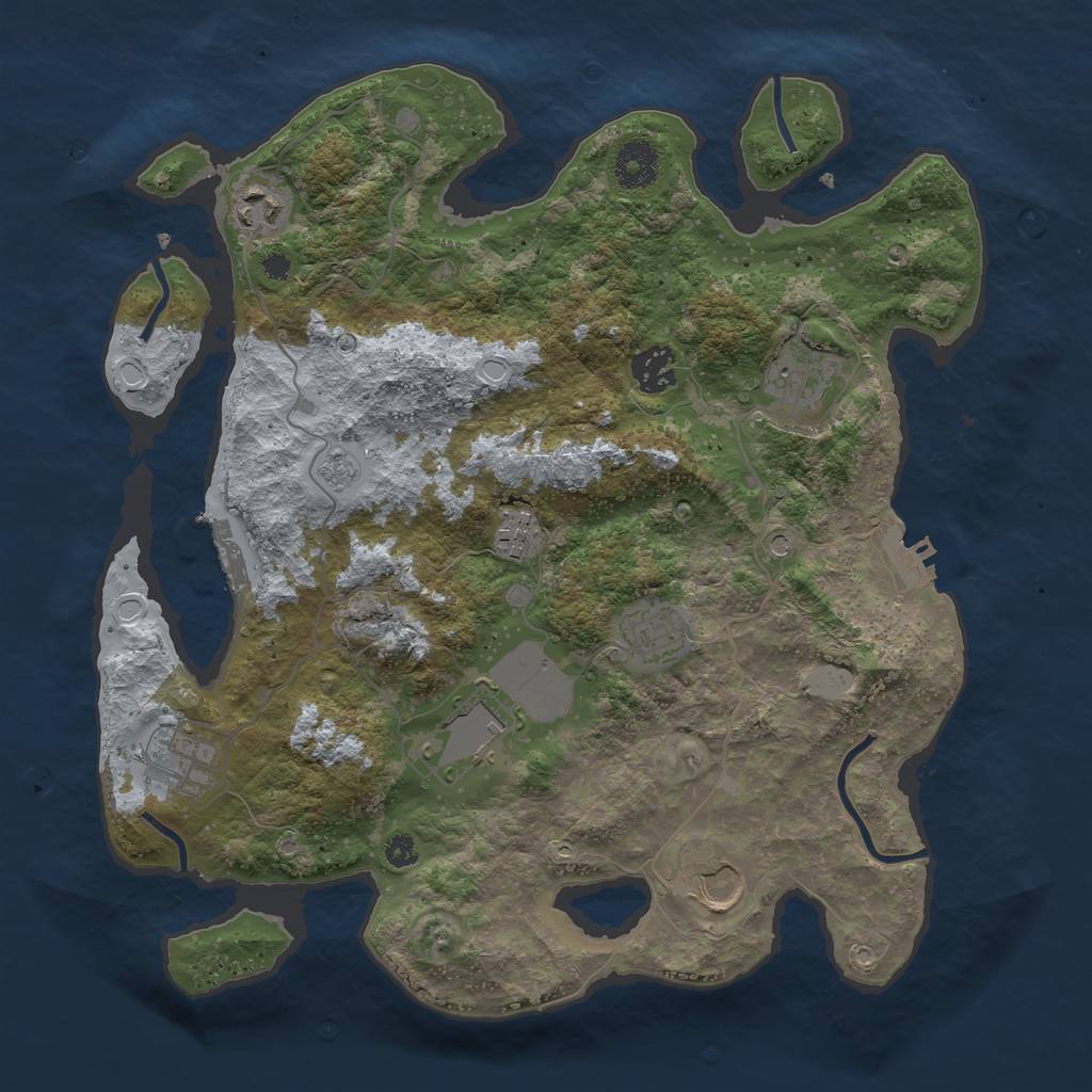 Rust Map: Procedural Map, Size: 3500, Seed: 23492745, 17 Monuments