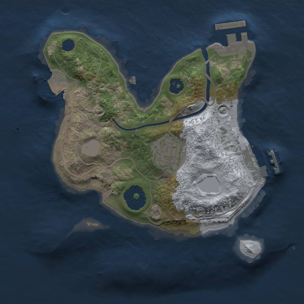 Rust Map: Procedural Map, Size: 2000, Seed: 3251807, 4 Monuments