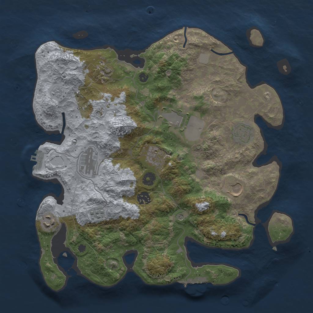 Rust Map: Procedural Map, Size: 3500, Seed: 584349203, 18 Monuments
