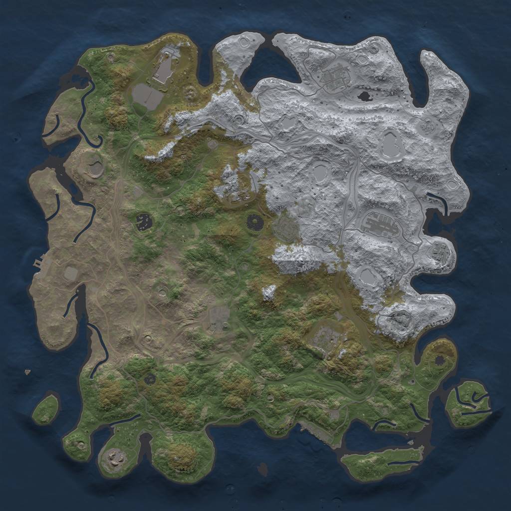 Rust Map: Procedural Map, Size: 4500, Seed: 1133742932, 20 Monuments
