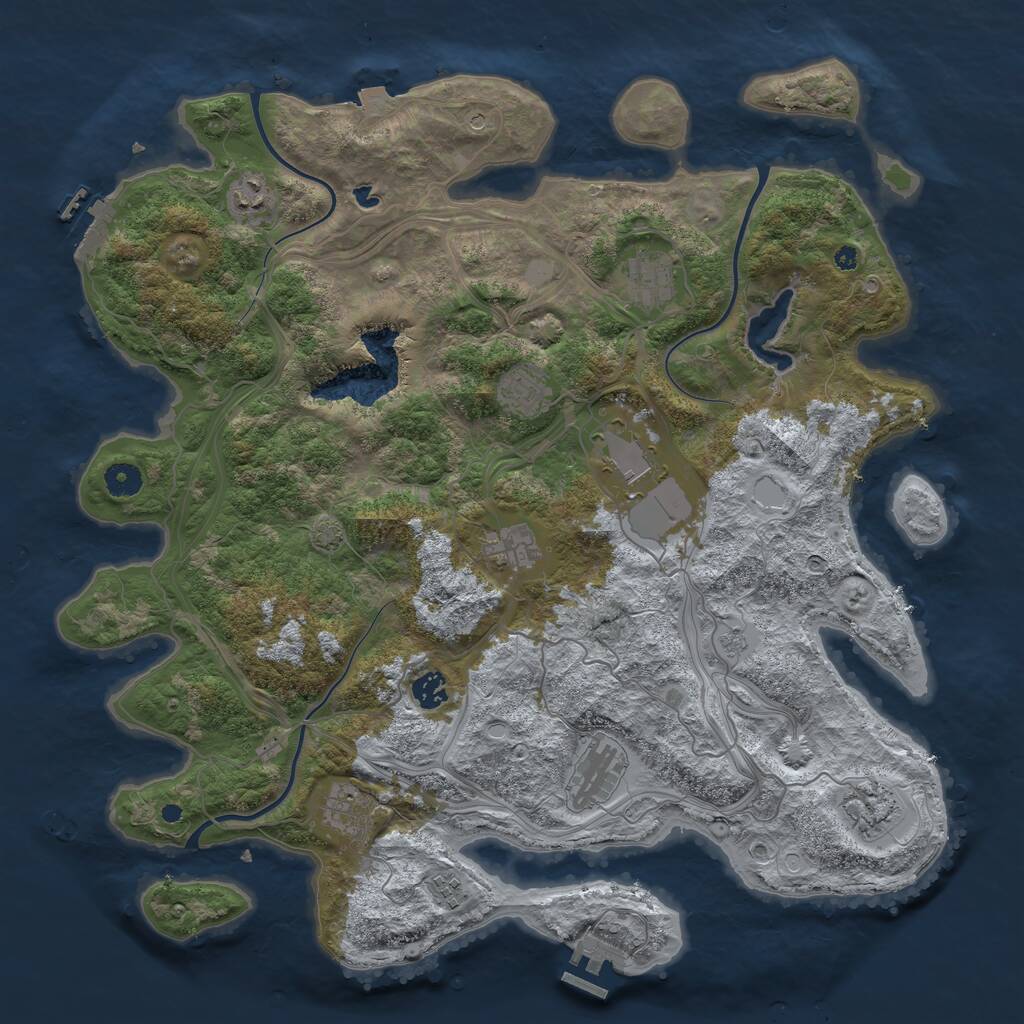 Rust Map: Procedural Map, Size: 4300, Seed: 1460306973, 16 Monuments