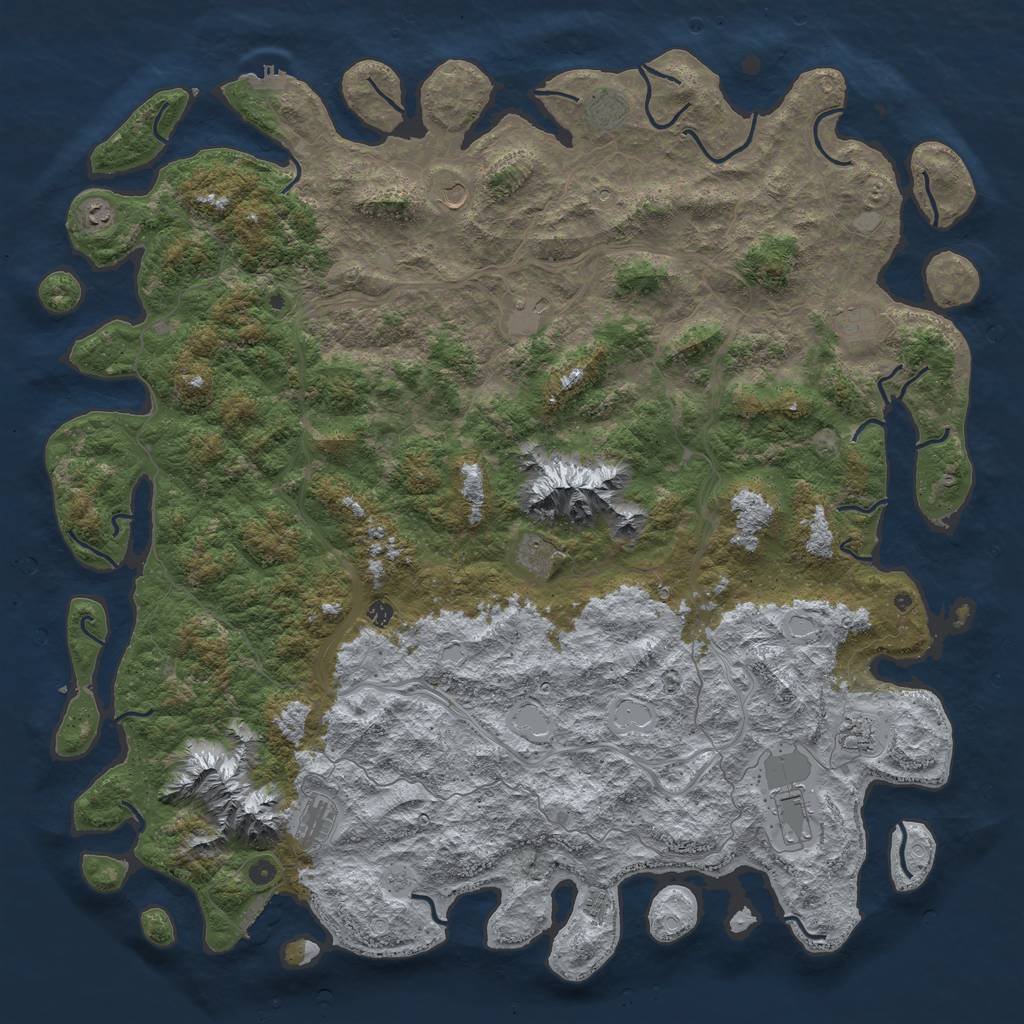 Rust Map: Procedural Map, Size: 6000, Seed: 4451, 20 Monuments