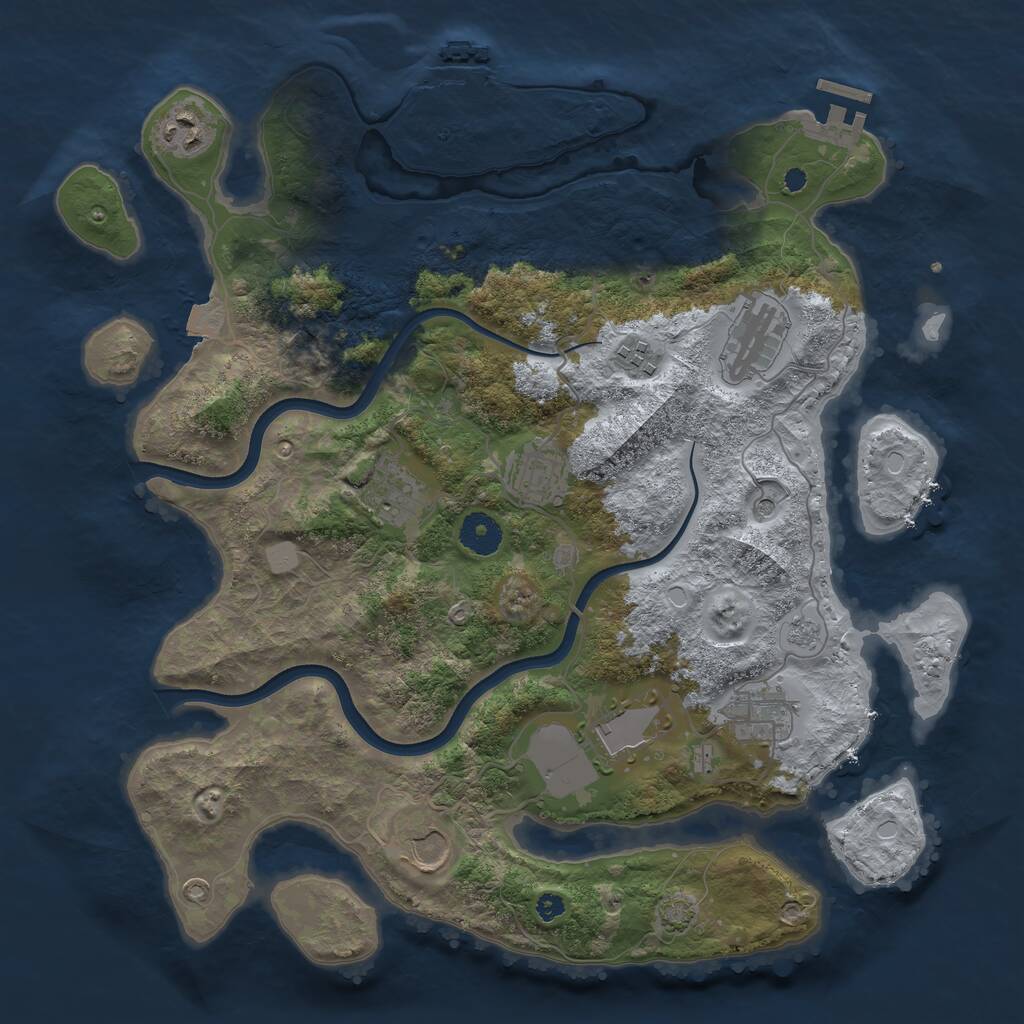 Rust Map: Procedural Map, Size: 3700, Seed: 1990065894, 14 Monuments
