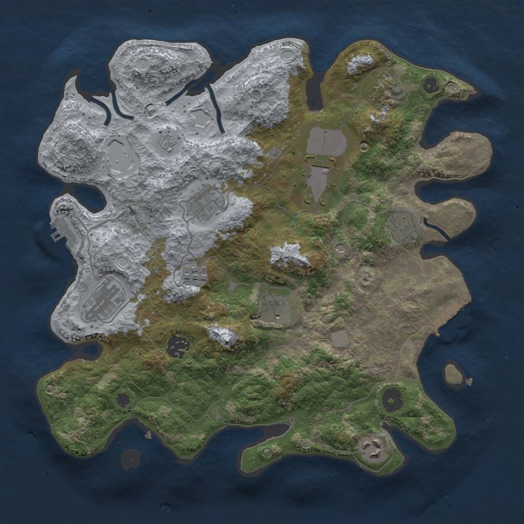 Rust Map: Procedural Map, Size: 3500, Seed: 231222, 18 Monuments