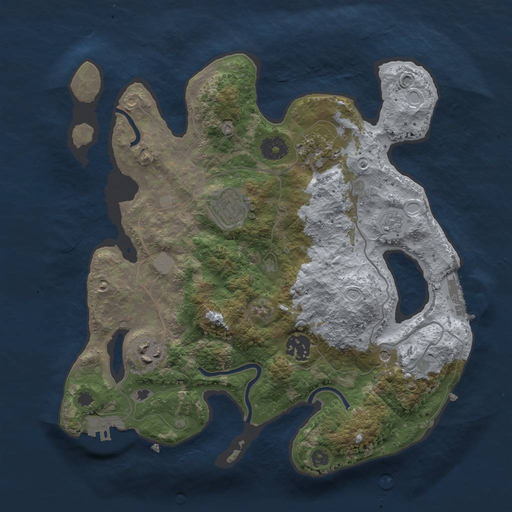 Rust Map: Procedural Map, Size: 3000, Seed: 1657800853, 13 Monuments