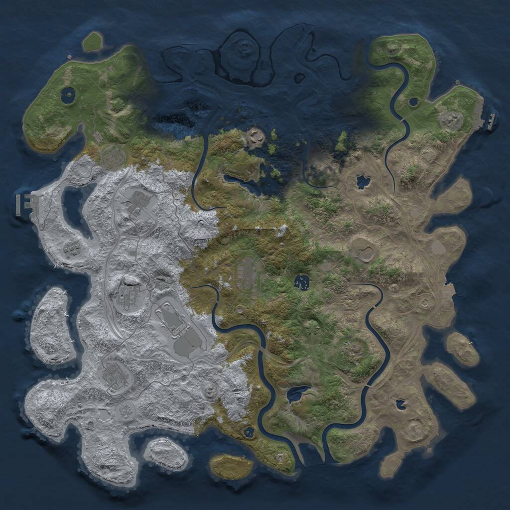 Rust Map: Procedural Map, Size: 4800, Seed: 910056487, 17 Monuments