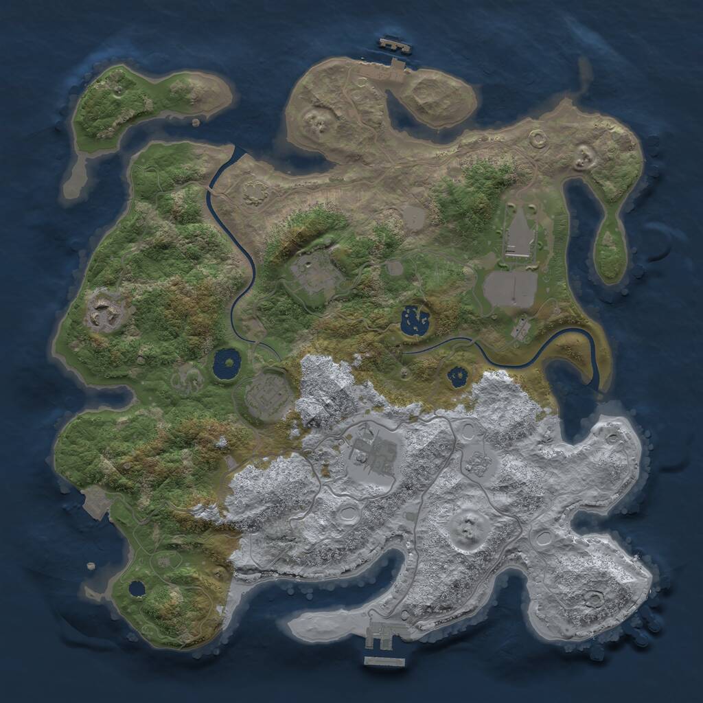 Rust Map: Procedural Map, Size: 3500, Seed: 1206168741, 11 Monuments