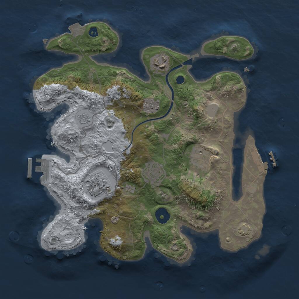 Rust Map: Procedural Map, Size: 3000, Seed: 7942, 10 Monuments