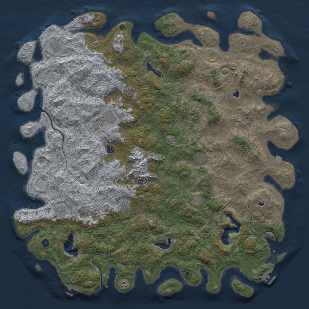 Rust Map: Procedural Map, Size: 6000, Seed: 1172023, 17 Monuments
