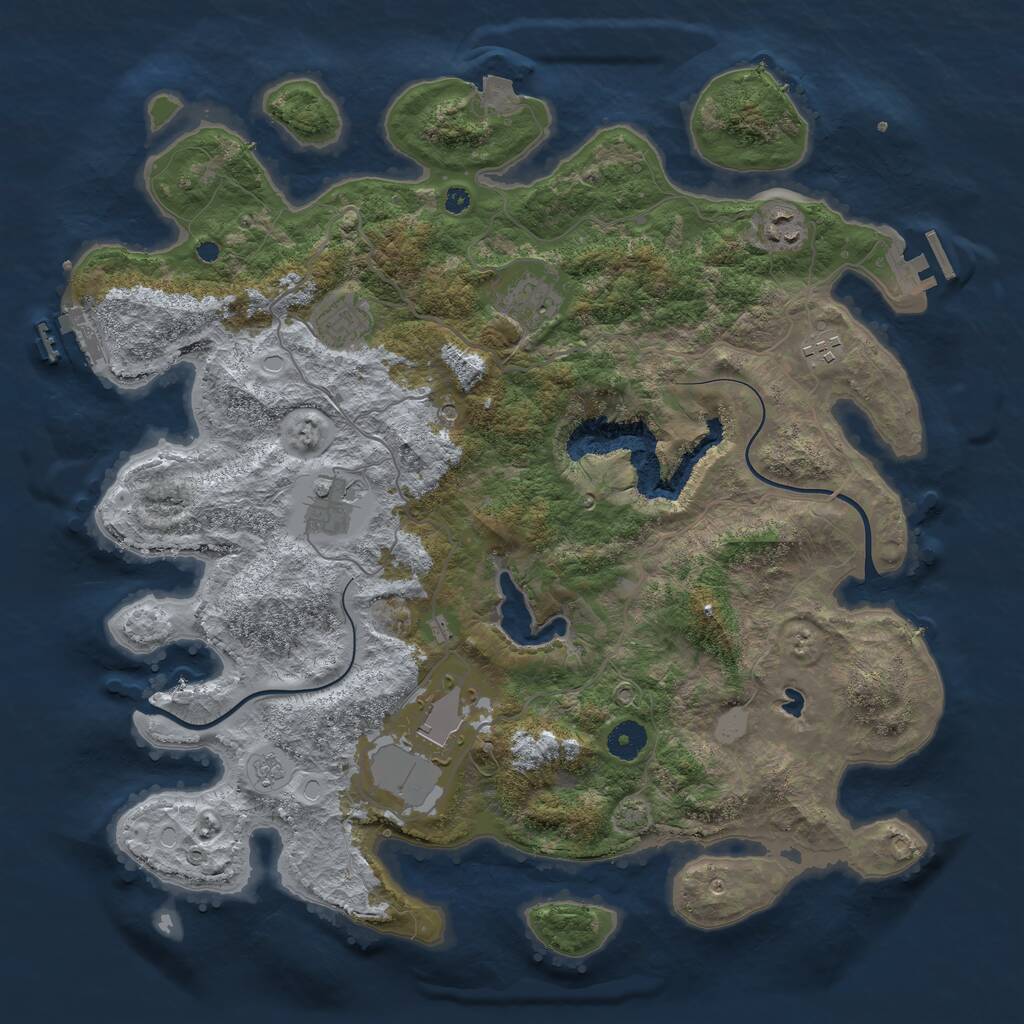 Rust Map: Procedural Map, Size: 4000, Seed: 365024044, 12 Monuments