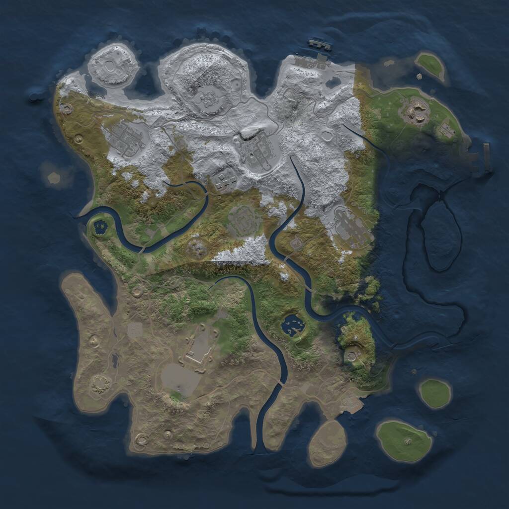 Rust Map: Procedural Map, Size: 3600, Seed: 808379362, 14 Monuments