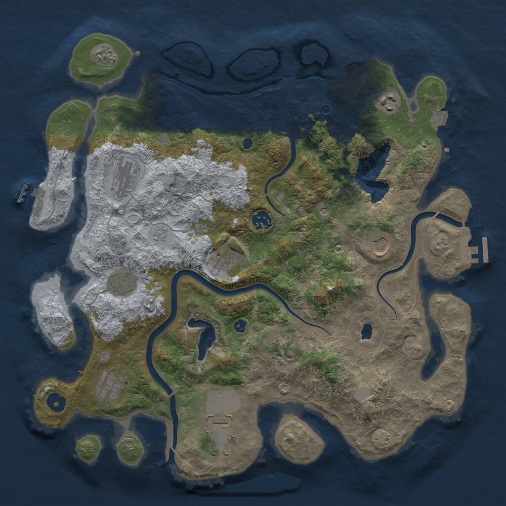Rust Map: Procedural Map, Size: 4000, Seed: 69133769, 16 Monuments
