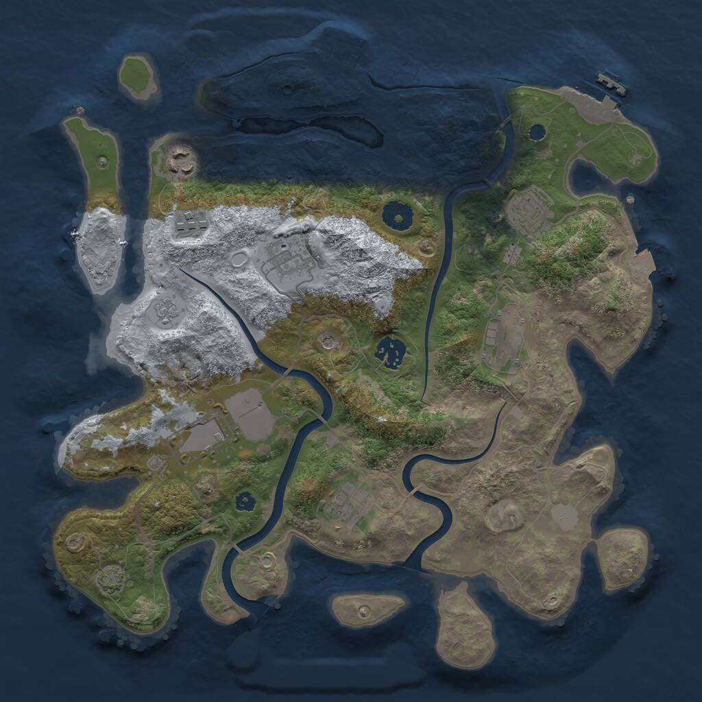 Rust Map: Procedural Map, Size: 3500, Seed: 77421734, 14 Monuments