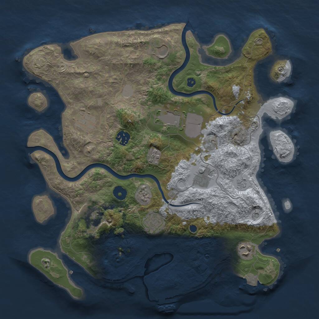 Rust Map: Procedural Map, Size: 3500, Seed: 967947383, 14 Monuments
