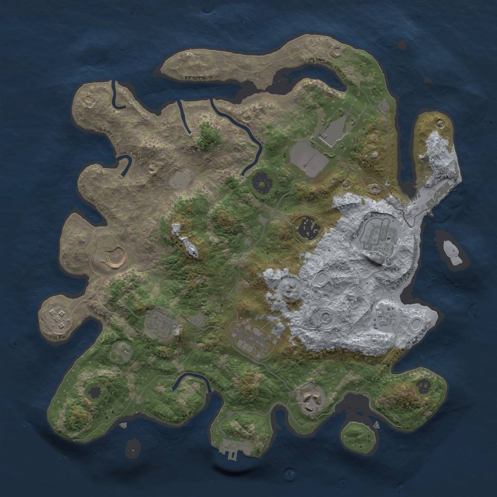 Rust Map: Procedural Map, Size: 3500, Seed: 658326798, 17 Monuments